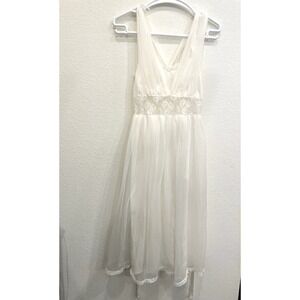 Vintage Pinehurst Lingerie White Sleeveless Long Nightgown Dress & Robe Lace